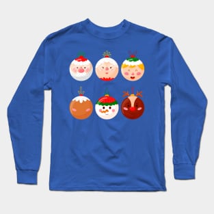 Hand Drawn Christmas Ball face Long Sleeve T-Shirt